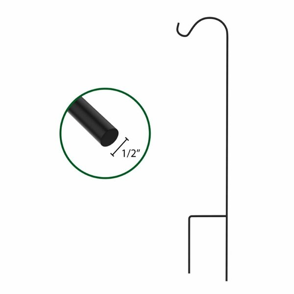 Pure Garden 65 in. Shepherds Hook Metal Pole With Dual Stakes For Hanging Baskets, Black 50-LG5088